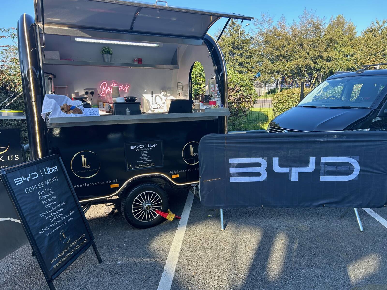 LUXURIA EVENTS SELECTED AS THE MOBILE COFFEE PARTNER FOR NEW BYD / UBER ELECTRIC CAR ROADSHOW UK LAUCH EVENTS